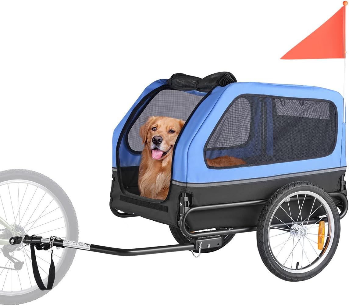 VEVOR Dog Bike Trailer, Supports up to 88 lbs - Blue/Black