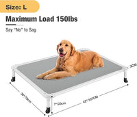 Veehoo Chew Proof Elevated Dog Bed - Cooling Raised Pet Cot - Silver Aluminum Frame and Durable Textilene Mesh Fabric, Unique Designed No-Slip Feet for Indoor or Outdoor Use, Grey, Large, CWC2003
