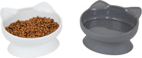 Kitty City Elevated Cat Bowls - White & Gray / Large