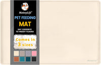 MateeyLife Silicone Cat & Dog Food Mat for Floors Waterproof - Beige / 18"L x 12"W