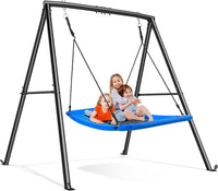 Trekassy 60" Platform Saucer Swing with Stand - Black Frame + Blue Swing / 440LBS & 6FT