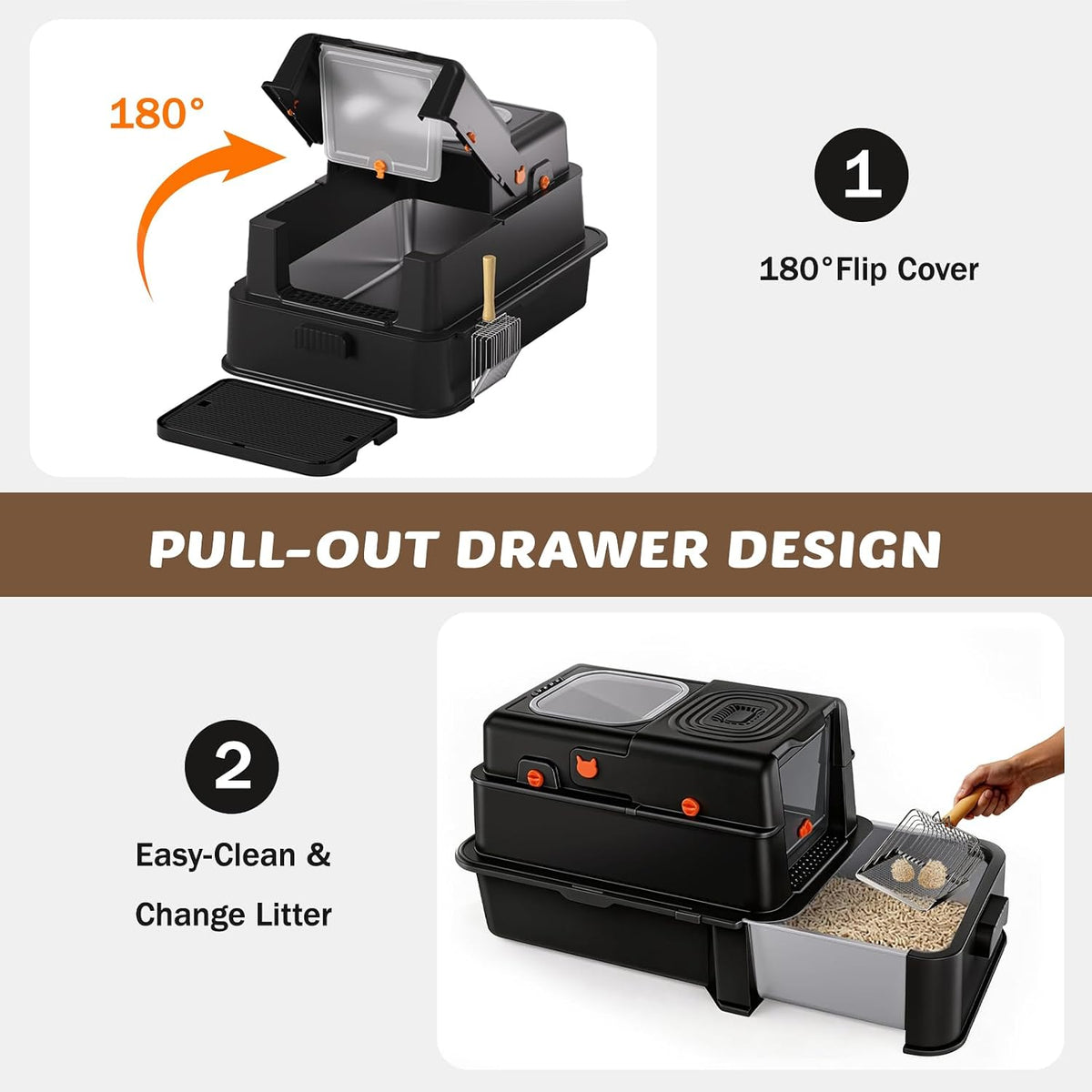 Stainless Steel Litter Box - Black / 25'' x 17'' x 16'' - image 2