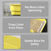 Extea Large Cat Litter Box with High Sides,Cat Boxes for Indoor Cats,Cat Litter Pan for Kitty,Litter Box with Low Entry,Easy to Clean,Anti-Splashing,23.6" x15.7" x6.2" (Grey)