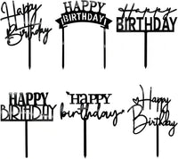Gold Birthday Cake Topper - Black