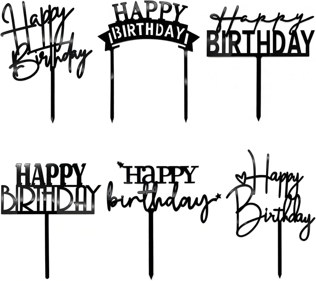 Gold Birthday Cake Topper - Black