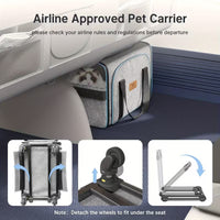 Rolling Cat & Dog Travel Carrier – Expandable Wheeled Pet Cage with Detachable Base & Telescopic Handle, Airline Approved