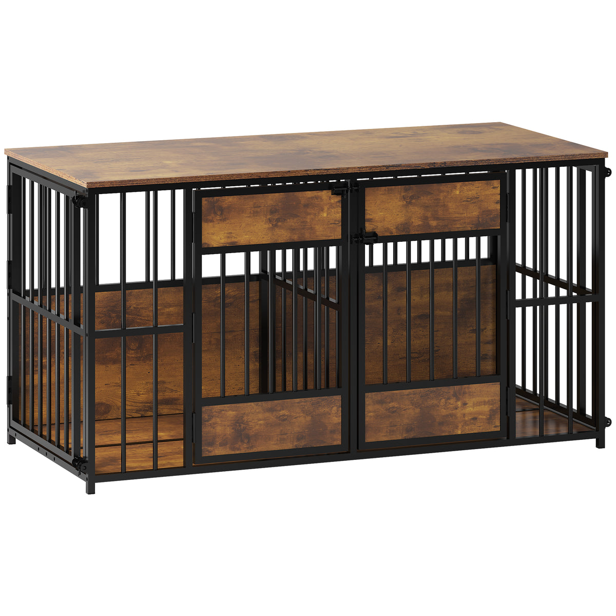 Wooden Dog Crate Furniture, Large Dog Kennel with Storage Top, Indoor Pet Cage