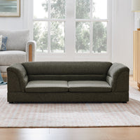Oversized Pet Sofa, Curved Armrest Rectangular Dog Sofa, Linen Fabric Comfort Pet Couch for Large & Oversized Dogs-Dark 