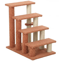 4 Levels Cat Steps with Scratching Posts for High Bed, Sofa, Brown