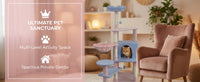 flower cat tree with large condo removable flower cushion and hammock blue