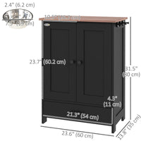 Pet Food Storage Container Dog Feeding Station w/ Adjustable Panel, Hooks, for Medium Sized Dogs, Black