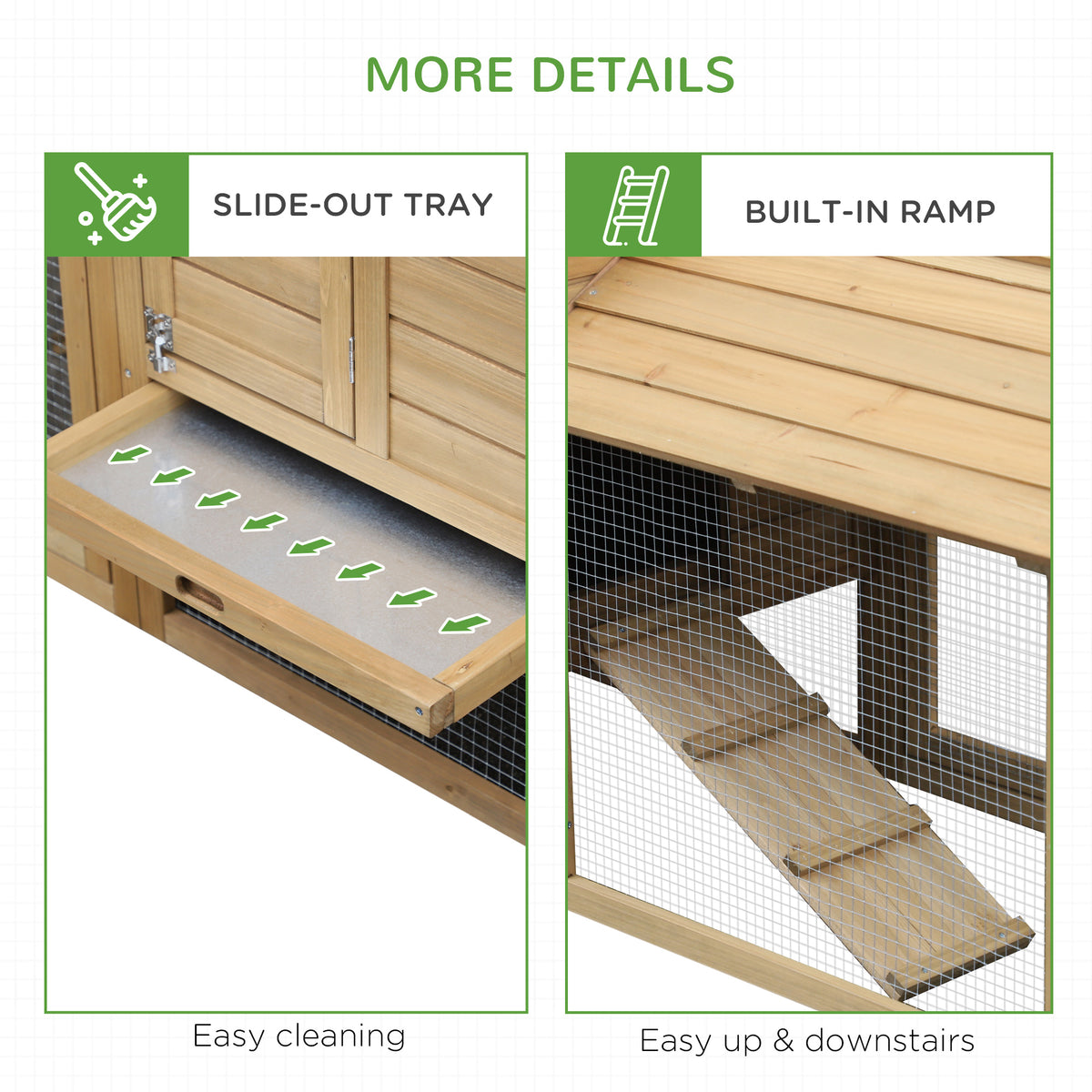 59" Small Wooden Chicken coop Hen House Poultry Cage for Outdoor Backyard with 2 Doors, Nesting Box and Removable Tray, 