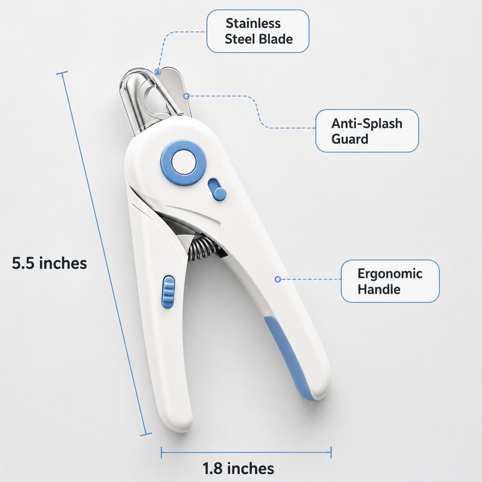 Pet Nail Clippers For Cats & Dogs, Professional Upgraded Pet Nail Trimmer With Safety Guard, Non-Slip Handle, Pet Groomi