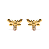 10K Yellow Gold Diamond Accented Bumble Bee Stud Earring (H-I Color, I1-I2 Clarity)