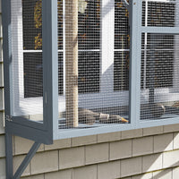 Catio Outdoor, Window Catio for 2-3 Large Indoor Cats w/ 2 Jumping Platforms, Scratching Post, for Playing, Napping