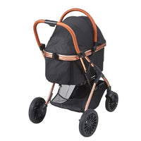 Pet Stroller, 4 Wheels Dog Stroller Rotate With Brakes, 66 Lbs Weight Capacity, Puppy Stroller With Detachable Carrier, 
