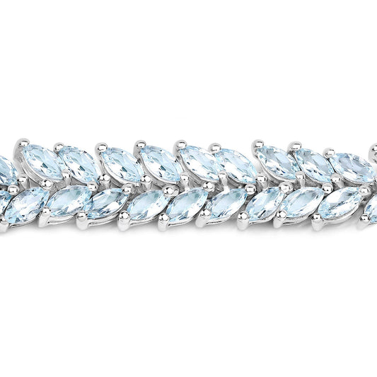 10.12 Carat Genuine Aquamarine .925 Sterling Silver Bracelet