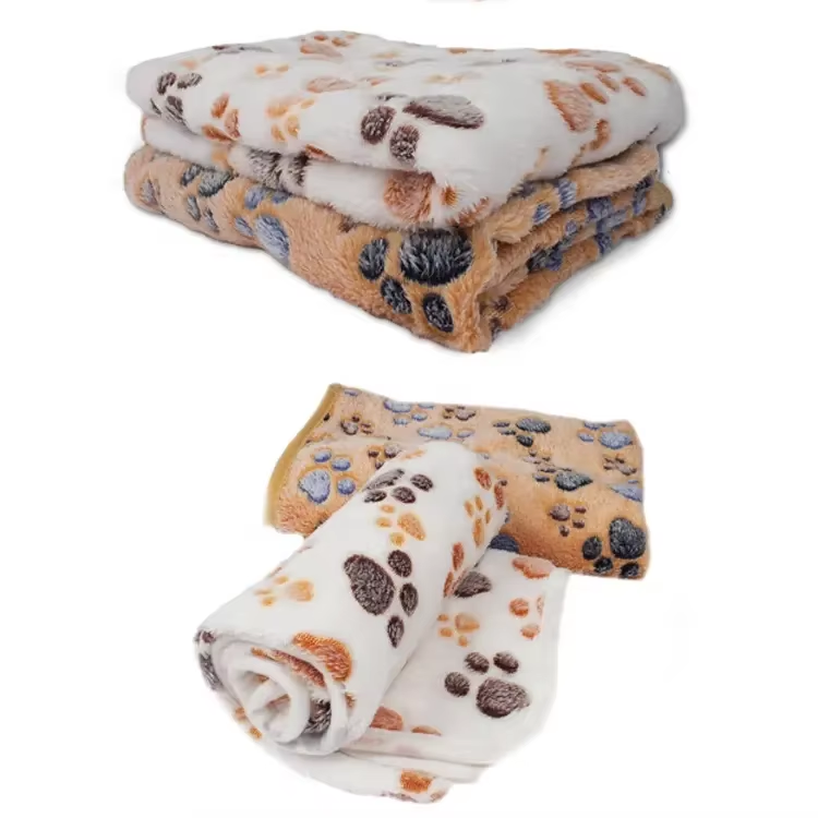 3 Pack Pet Blanket, Soft Plush Paw Print Dog Blanket Washable, Warm Fleece Cat Blanket For Large Medium Dogs, Sofa Couch