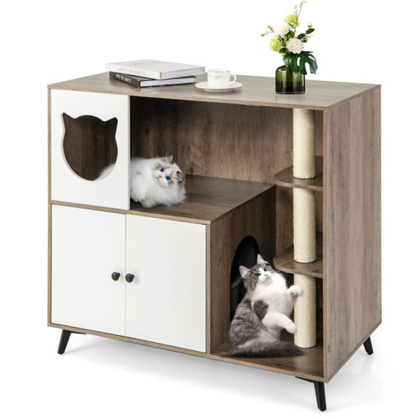Cat Litter Box With Cat Scratching Post, Cat Apartment, Cat House, Locker
