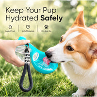 Portable Dog Water Bottle, 285ml BPA Free PETG Pet Travel Water Bottle With Foldable Silicone Bowl, Leak Proof Hands-Fre