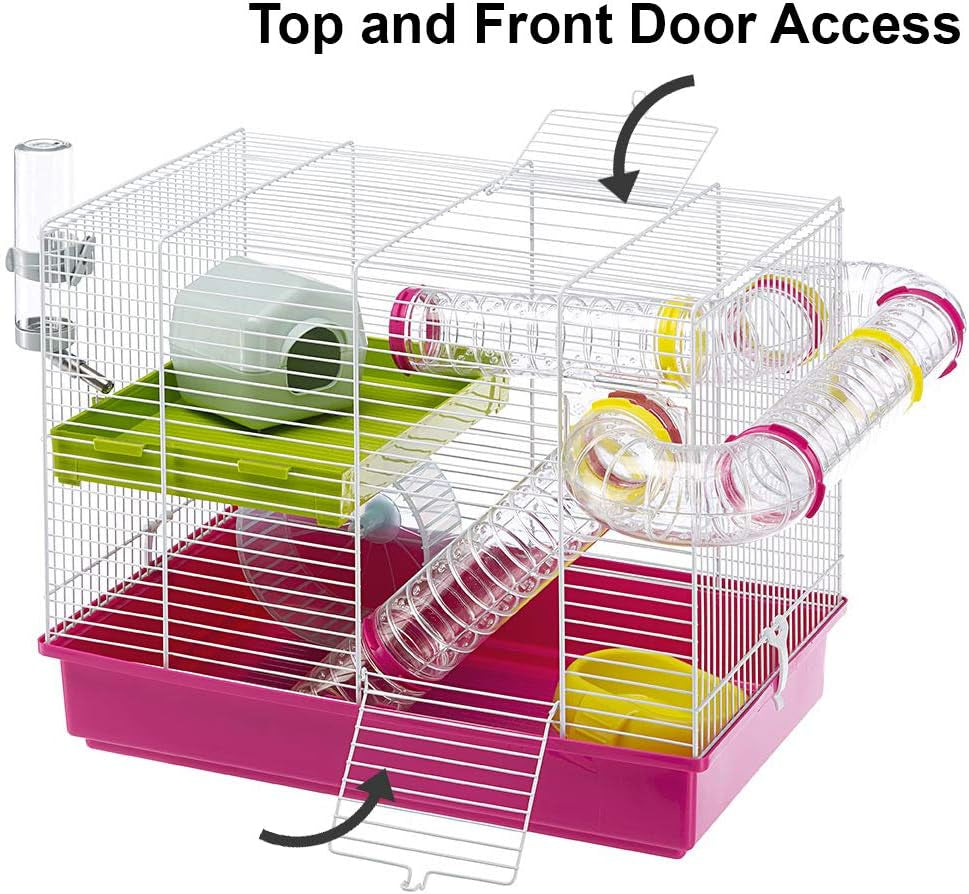 Laura Small Hamster Cage | Fun & Interactive Cage Measures 18.11L X 11.61W X 14.8H & Includes All Accessories - BIG FRENCHIES