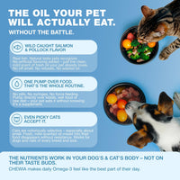 Omega 3 Fish Oil for Dogs and Cats  Healthy Skin and Coat Support Supplement  Omega 3 6 9 EPA DHA Fatty Acids  Itchy Skin, Shedding, Immunity, Joint  Wild Caught Salmon and Pollock Food Topper