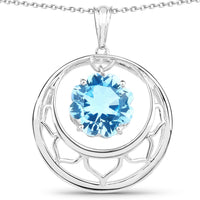 8.75 Carat Genuine Swiss Blue Topaz .925 Sterling Silver Pendant