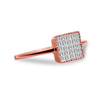 10K Rose Gold 1/3 Cttw Invisible Set Princess Cut Diamond Composite Square Shape Ring for Women (H-I color, I1-I2 clarity) - Size 7