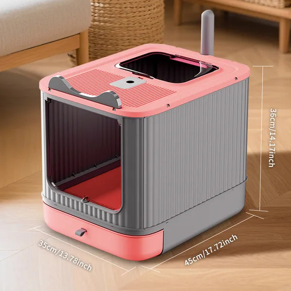 Elevated Leak Proof Elf Pink Cat Litter Box, Made Of Sturdy And Durable Materials, Also Suitable For Multi Cat Household