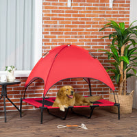 48 In X 36 In Elevated Dog Cot Cooling Pet Bed With UV Protection Canopy Shade, Portable Raised Outdoor Dog Bed, Heavy D