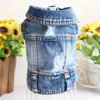 Pet Dog Cat Blue Denim Jeans Jacket Coat Vest - BIG FRENCHIES