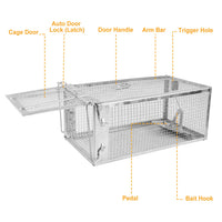 Humane Live Animal Trap, Galvanized Steel Mouse Cage Trap With Sensitive Gravity Pedal, Escape-Proof Design, Reusable Ro
