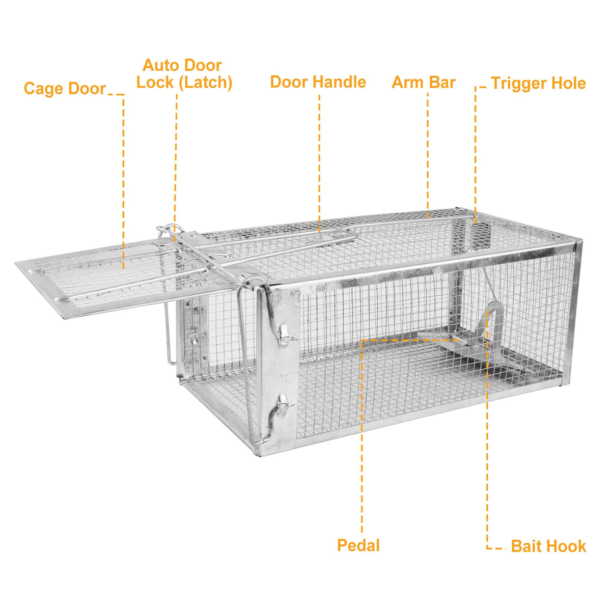 Humane Live Animal Trap, Galvanized Steel Mouse Cage Trap With Sensitive Gravity Pedal, Escape-Proof Design, Reusable Ro