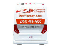 Prevost H3-45 Coach Bus "Holiday Tours - 2024 IMG Operator of the Year" White with Graphics Limited Edition 1/64 Diecast Model by Iconic Replicas