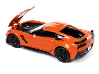 2019 Chevrolet Corvette Z06 Sebring Orange with Black Hood "Sports Cars" Series 1/64 Diecast Model Car by Auto World