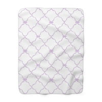 Three Bees Trellis Bow Cozy Sherpa Fleece Blanket - Lavender - BIG FRENCHIES