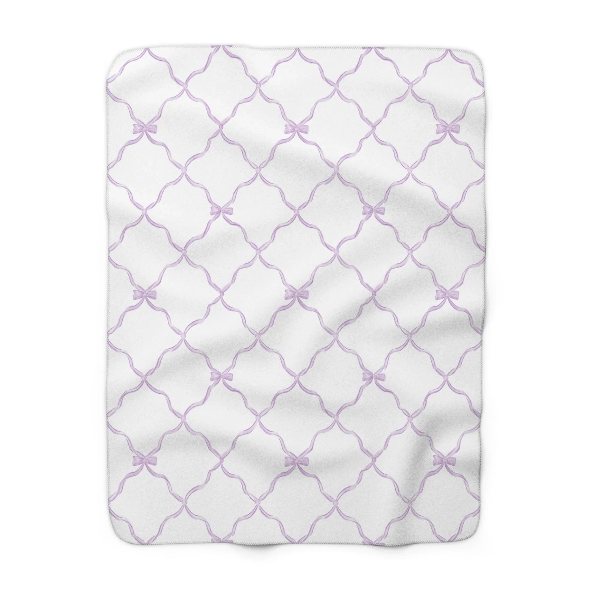 Three Bees Trellis Bow Cozy Sherpa Fleece Blanket - Lavender - BIG FRENCHIES