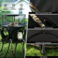 3 In1 Catio Outdoor Cat Enclosure, 2-Tier Cat Tents With Tunnels For Indoor Cats Pop Up Cube, Pet Tower Playpen With Tun
