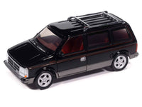 1989 Dodge Caravan Turbo Van Black with Red Stripes and Interior "Mighty Minivans" Series 1/64 Diecast Model Car by Auto World