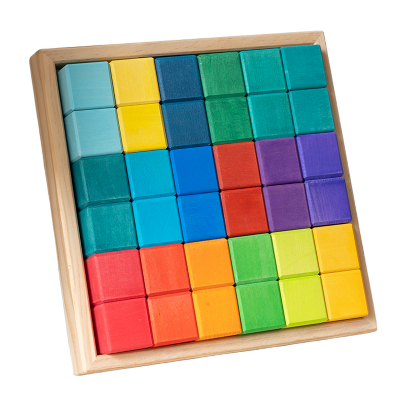 36 Pcs Stained Rainbow Mosaic Building Blocks – Primary Colors-Building Toys-BIG FRENCHIES-Green Elephant Home and Toys