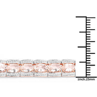 18K Rose Gold Plated 11.60 Carat Genuine Morganite .925 Sterling Silver Bracelet