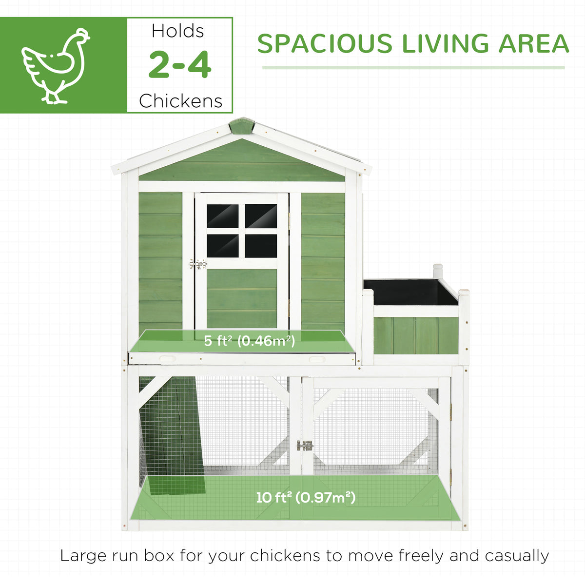 49" Small Chicken Coop Hen House with Garden Space, Chicken House Outdoor Run Cage with Weather Protection, 2-4 Birds, G