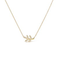 10K Yellow Gold 1/10 Cttw Diamond Leaf and Branch 18" Pendant Necklace (H-I Color, I1-I2 Clarity)
