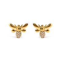 10K Yellow Gold Diamond Accented Bumble Bee Stud Earring (H-I Color, I1-I2 Clarity)