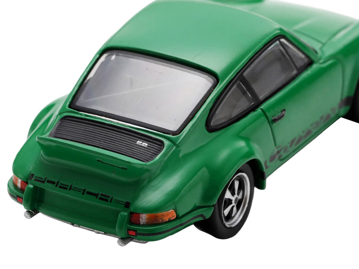 1973 Porsche 911 Carrera RSR 2.8 Green with Black Stripes 1/64 Model Car by Spark