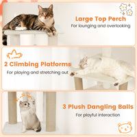 64 Inch Tall Cat Tree with 2 Large Condos and Jute Scratching Posts for Indoor Adult Cats