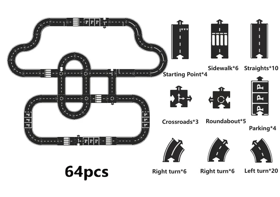 Flexible Rubber Roads Play Set – Open-Ended City & Car Track Play - BIG FRENCHIES