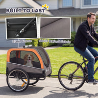 Dog Bike Trailer, Pet Cart Bicycle Carrier with 2 Entrances, Quick Release Wheels, Reflectors, Flag, Safety Leash