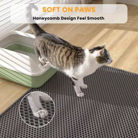 Large Cat Litter Trapper Mat with Exclusive Urine/Waterproof Layer - Cat Litter Mat - Larger Holes with Urine Puppy Pad Option for Messy Cats - Soft on Paws and Light - 30" x 24" (Black) - 2pk