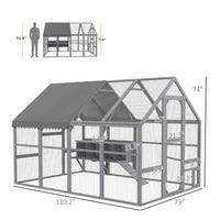 Large Chicken Coop With Nesting Box, Water-Resistant And Anti-UV Cover For 8-12 Chickens, GrayMultiple Packages Shipped.